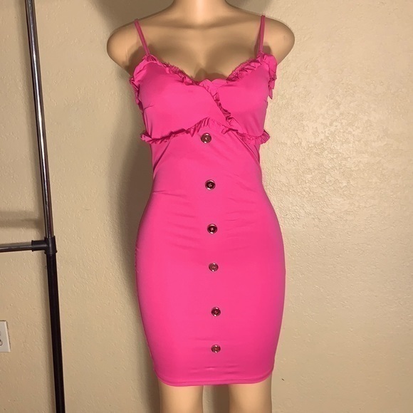 ribbed tank style dress with button details